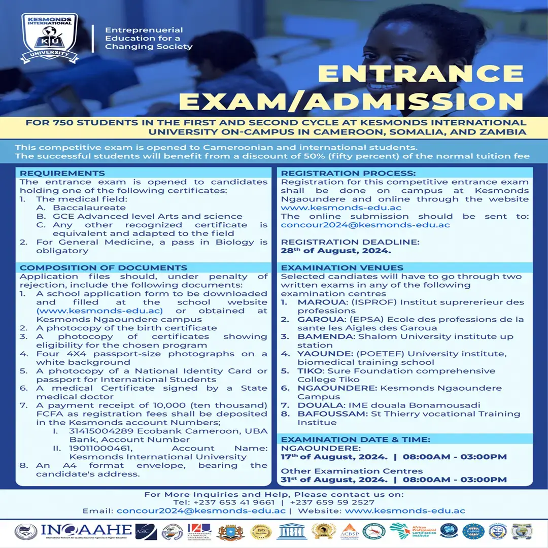 Entrance Exam and admission for 750 Students
